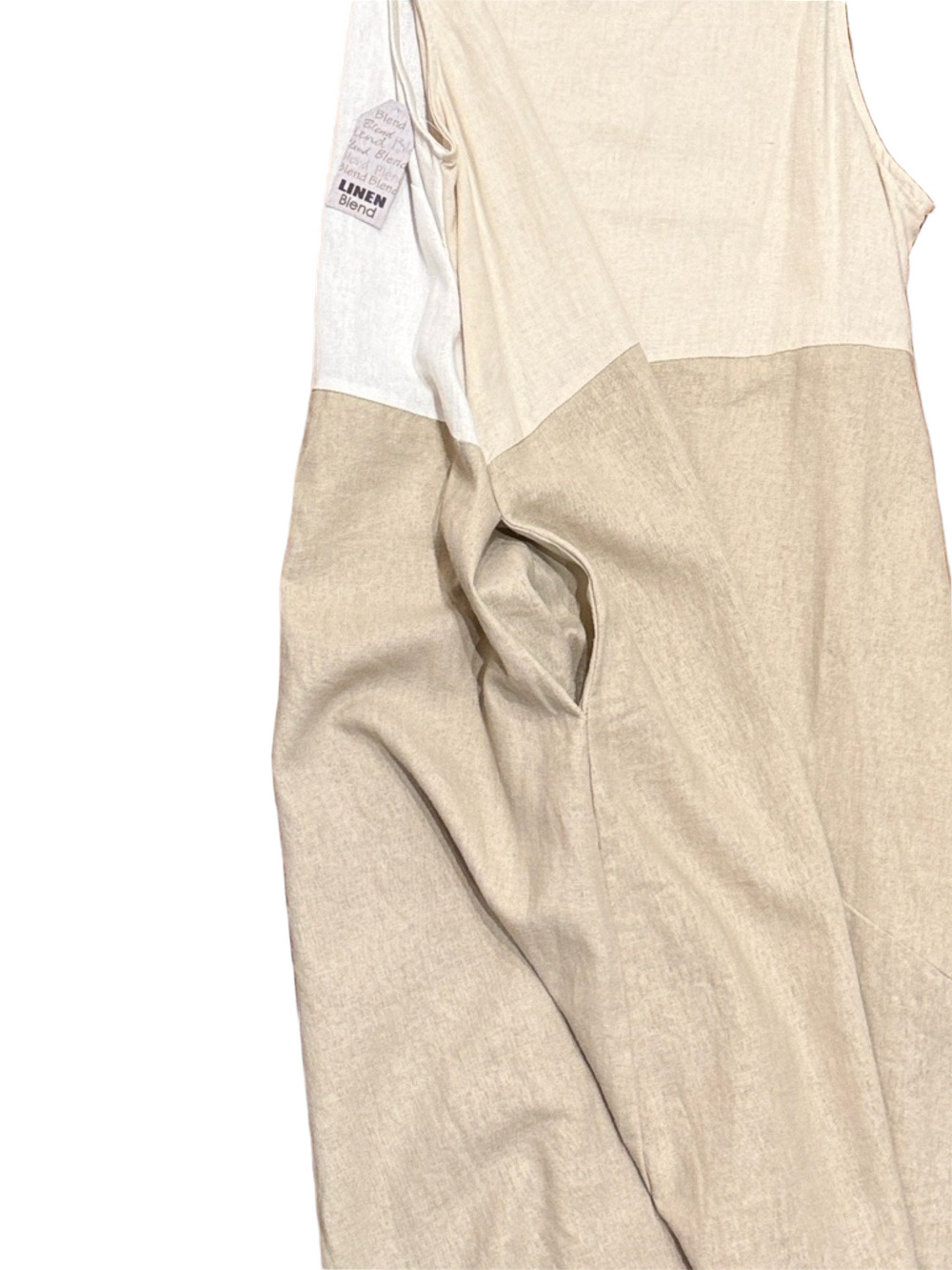 For Cynthia Dress Midi Sleeveless Linen Blend Dress Tan / Beige | Size XL - Picture 5 of 6